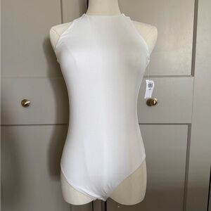 NWT Old Navy White Halter Bodysuit XS Petite Minimal Basic